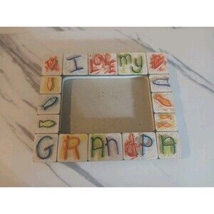 Vintage Russ Picture Frame Skribbles "I Love My Grandpa" 3.5x5